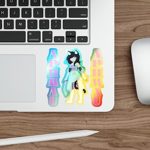 Aphmau Kawaii, Holographic Die-cut Sticker. Cute Aphmau Kawaii Holograph Sticker for Valentine&#39;s Day.