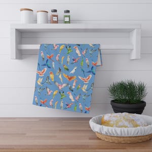 Kitchen Towels Parrot Varieties Cute Whimsical Bird Design, Cotton Polyester, Ideal Hostess & Christmas Gifts