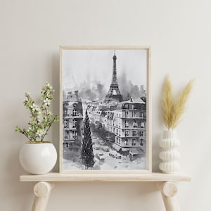 Watercolor Cityscape of Paris with the Eiffel Tower – A4 Digital Download, Printable Parisian Wall Art, Travel Decor, Instant PDF Art Print.
