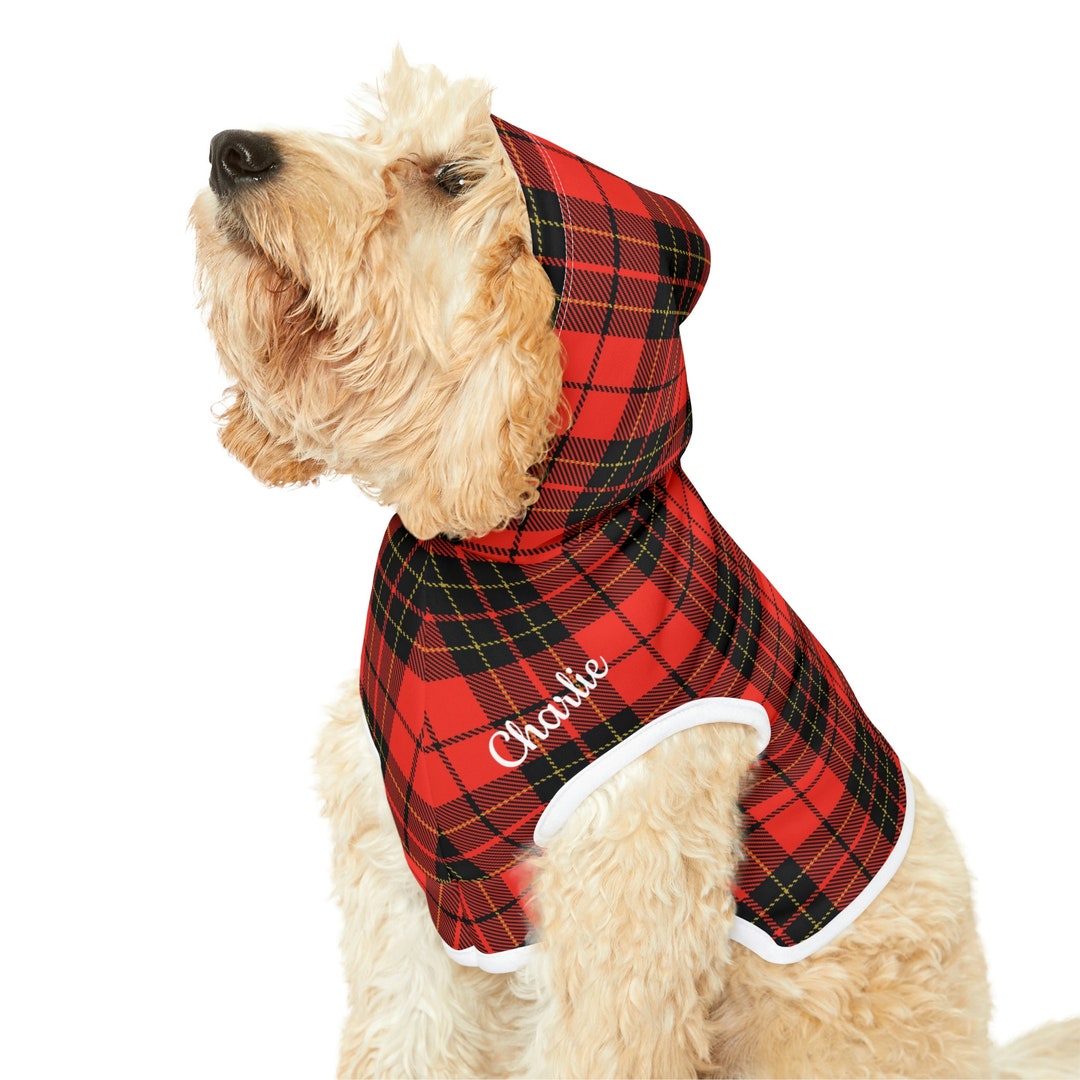 Personalized Dog Hoodie Custom Dog Hooded Top Plaid Print Dog Hoodie Pet Hoodie Dog Hoodie