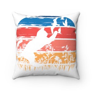 Cute Cartoon Cat, Vintage Cat, Vintage Style, Cute Cat Sunset, Faux Suede Cushion, Square Pillow.