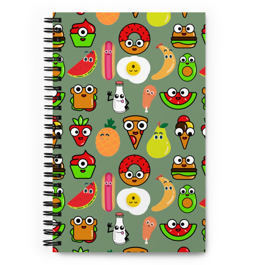 Cute Cartoon Food Faces Spiral Notebook Journal. Printed - Etsy Cute Cartoon Food Faces Spiral Notebook Journal. Printed - Etsy