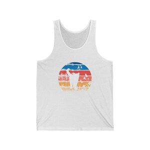 Vintage Style Cute Cat Sunset Printed on Unisex Jersey Tank.