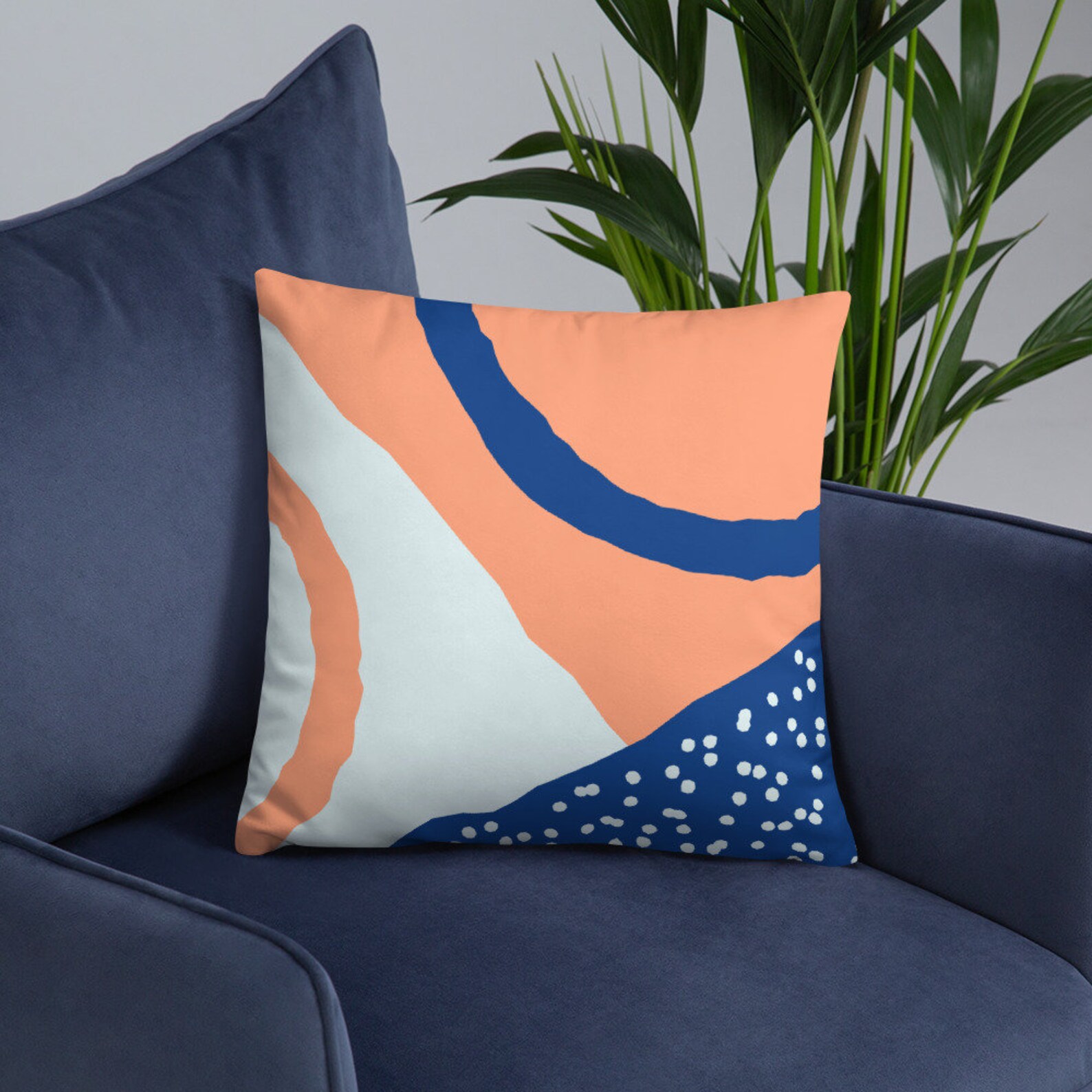 Abstract Peach and Blue Print. Pillow Cushion Etsy