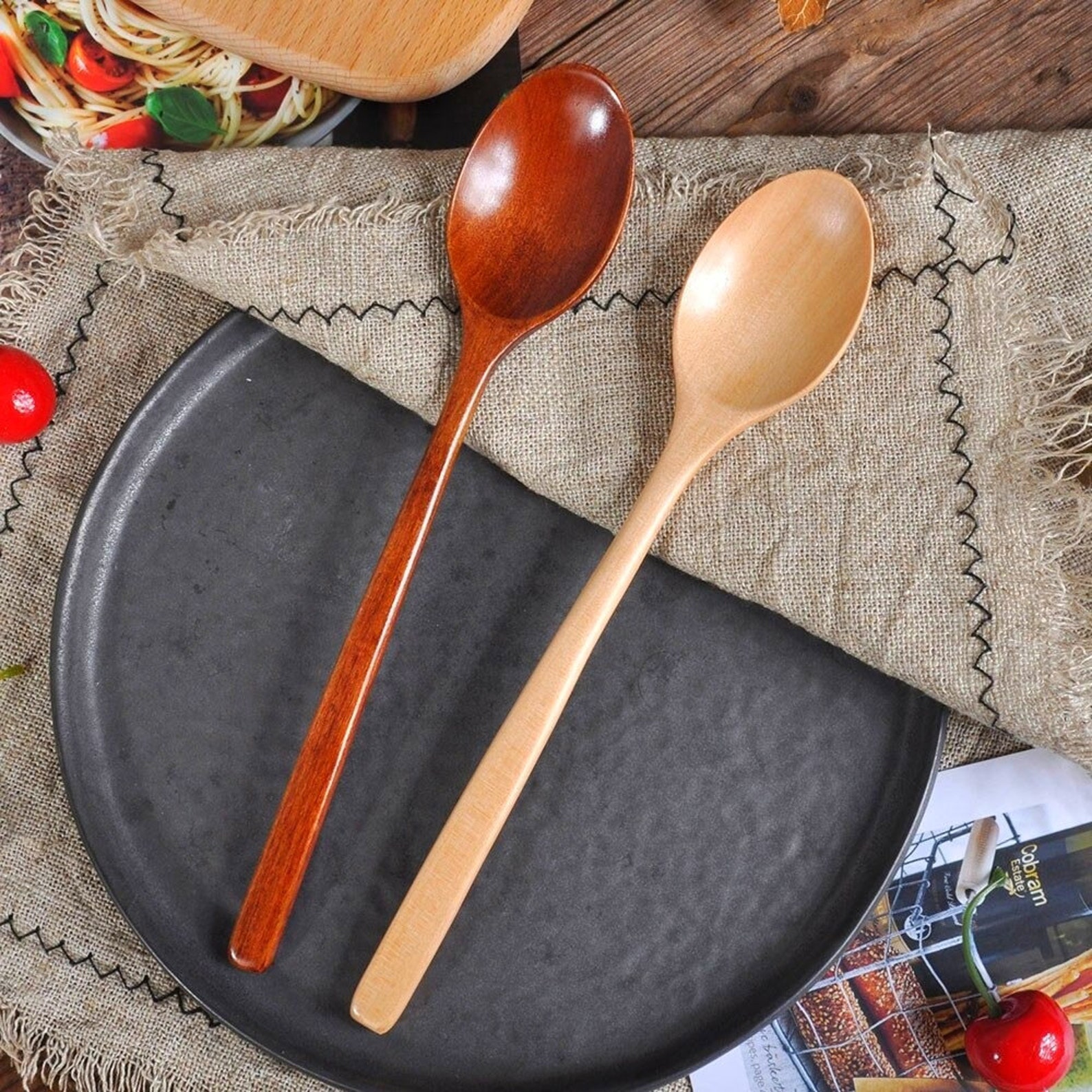Japanese Style Wooden Spoons Long Etsy