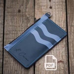 Patrón de billetera de cuero con cremallera para tarjetas en formato PDF: proyecto de cuero fácil de hacer