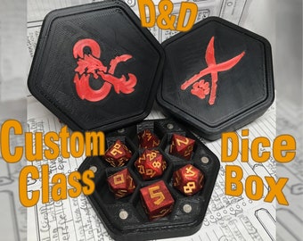 D&D Class Symbol Dice Box | Custom Color/Image | RPG Dice Storage | 3D Printed Hexagon Dice Box | DnD Dice Box | Dungeons and Dragons Gift