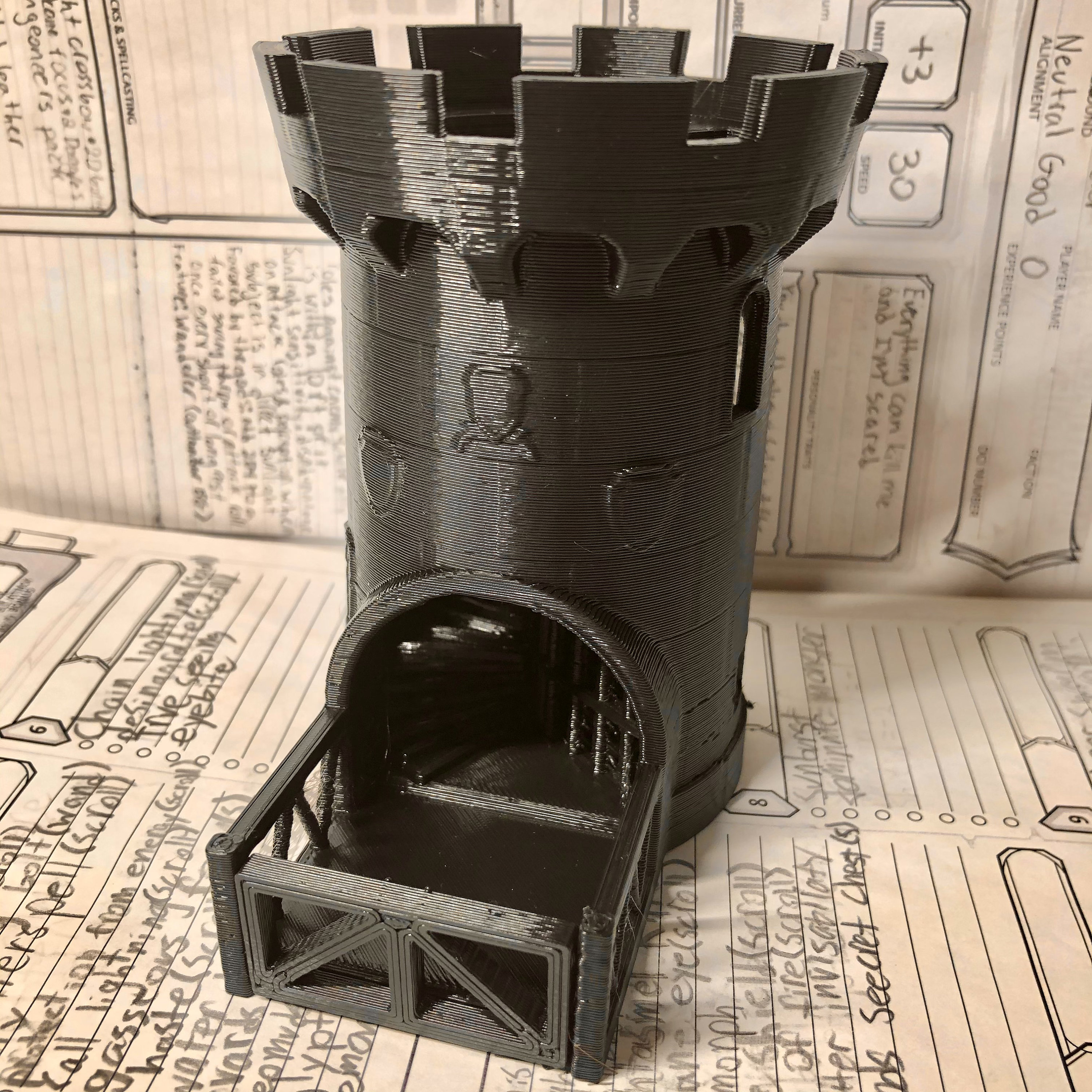 Classic 3D Printed Dice Tower Custom Size Color Dungeons & Dragons Tower Castle Dice Roller Dnd
