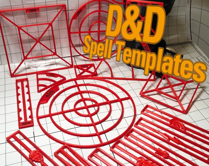 D&D Spell Area of Effect Templates 3D Printed Rigid Spell Markers for