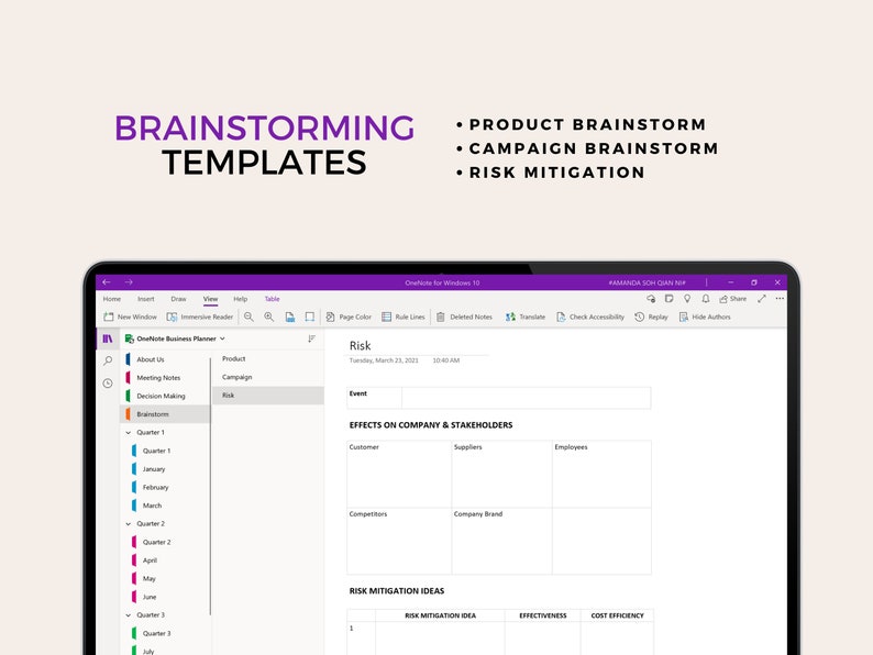 Onenote Business Template Daily Planner Professional Etsy