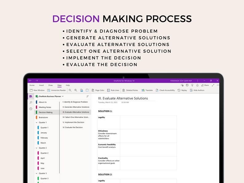 Onenote Business Template Daily Planner Professional Etsy
