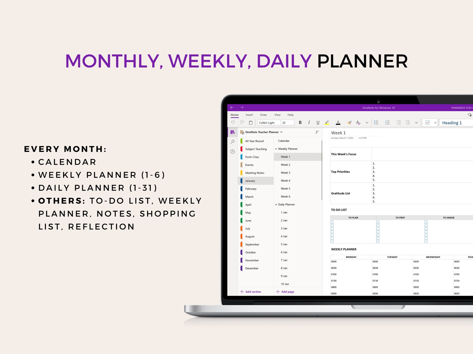 Onenote Teacher Planner School Digital Planner Onenote Etsy UK