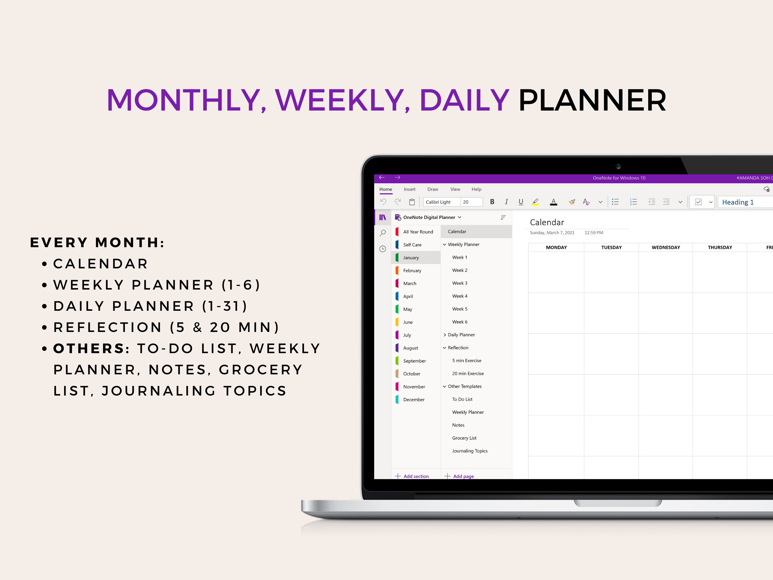 OneNote Planner digital planner windows planner OneNote Etsy.de