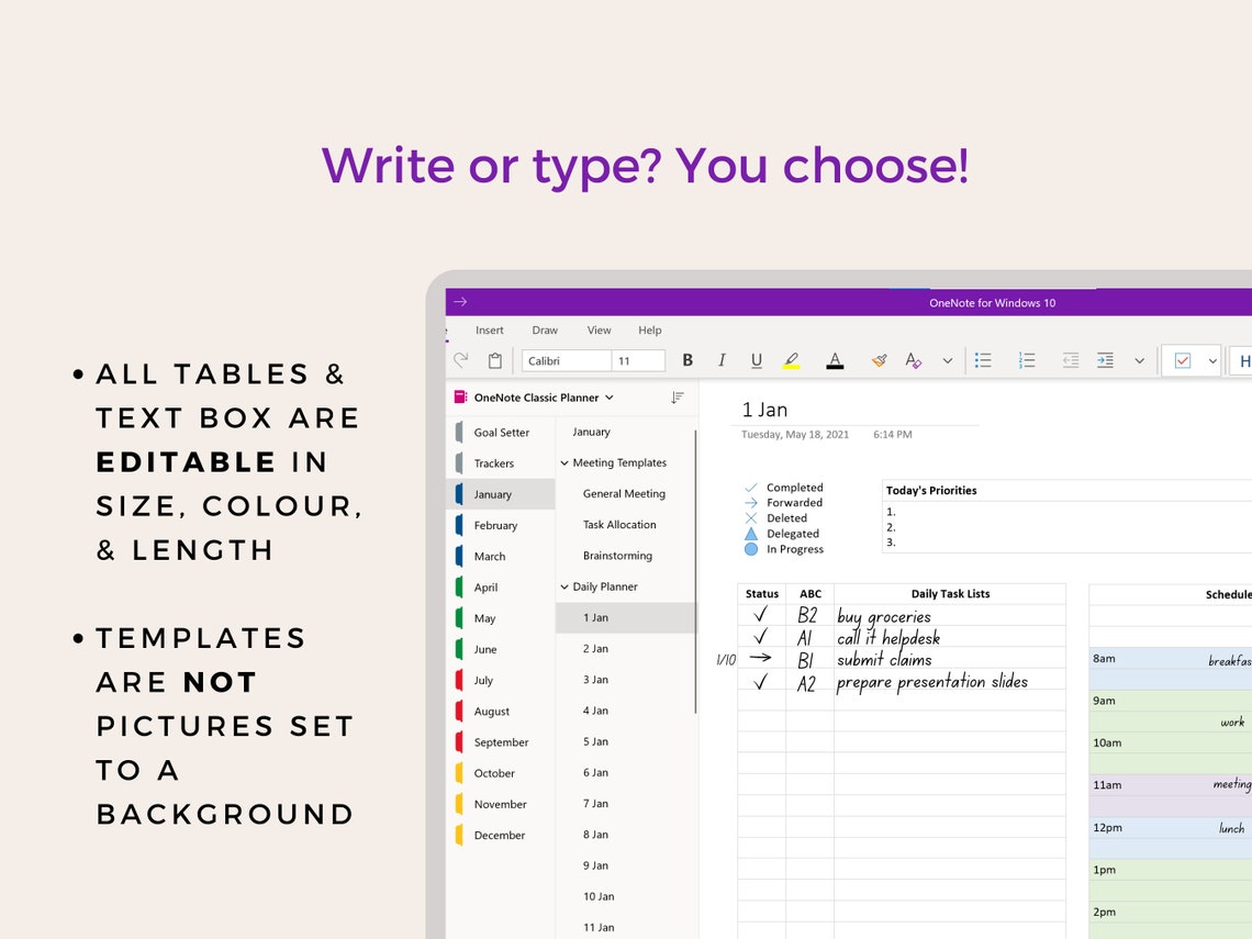 Onenote Template Onenote Digital Planner Task List Etsy UK