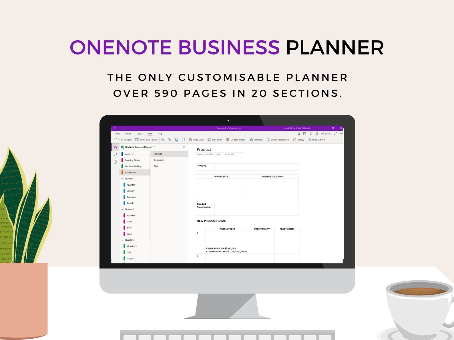 OneNote Business Template daily planner professional | Etsy