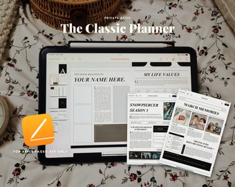 The Classic Planner from PrivateAttic | apple pages, digital planner, newspaper style, editorial spread, pages planner, digital widgets