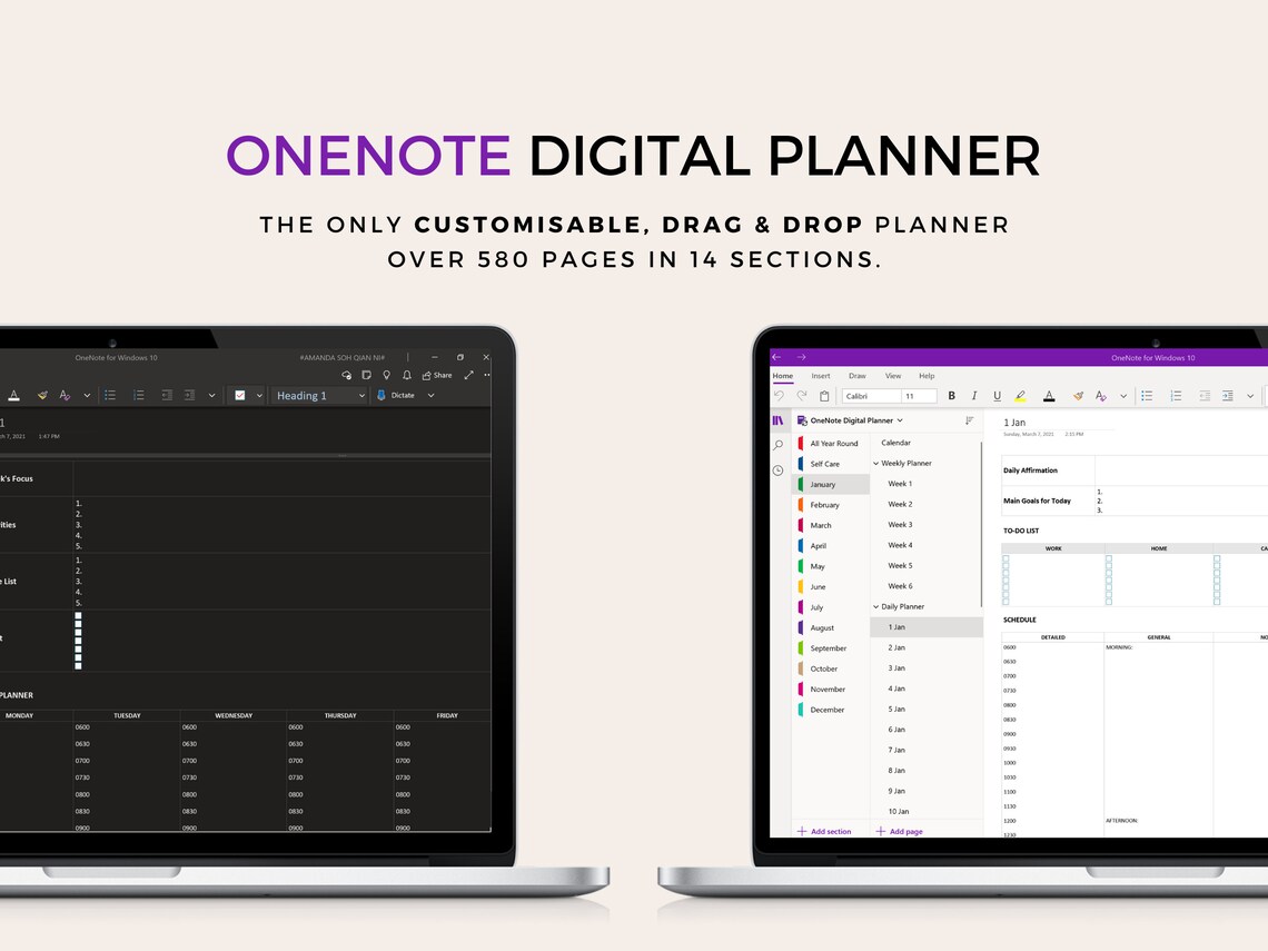 Onenote Planner Digital Planner Windows Planner Onenote Etsy Australia