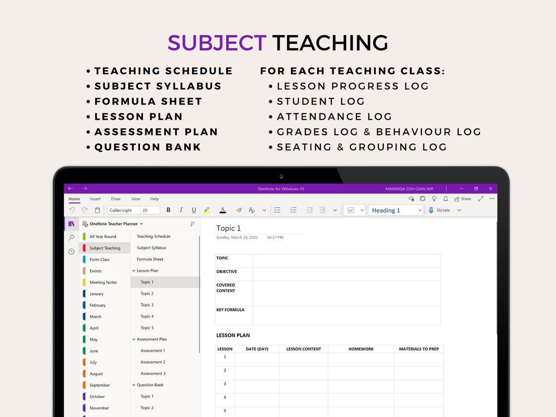 Onenote Teacher Planner School Digital Planner Onenote Etsy UK