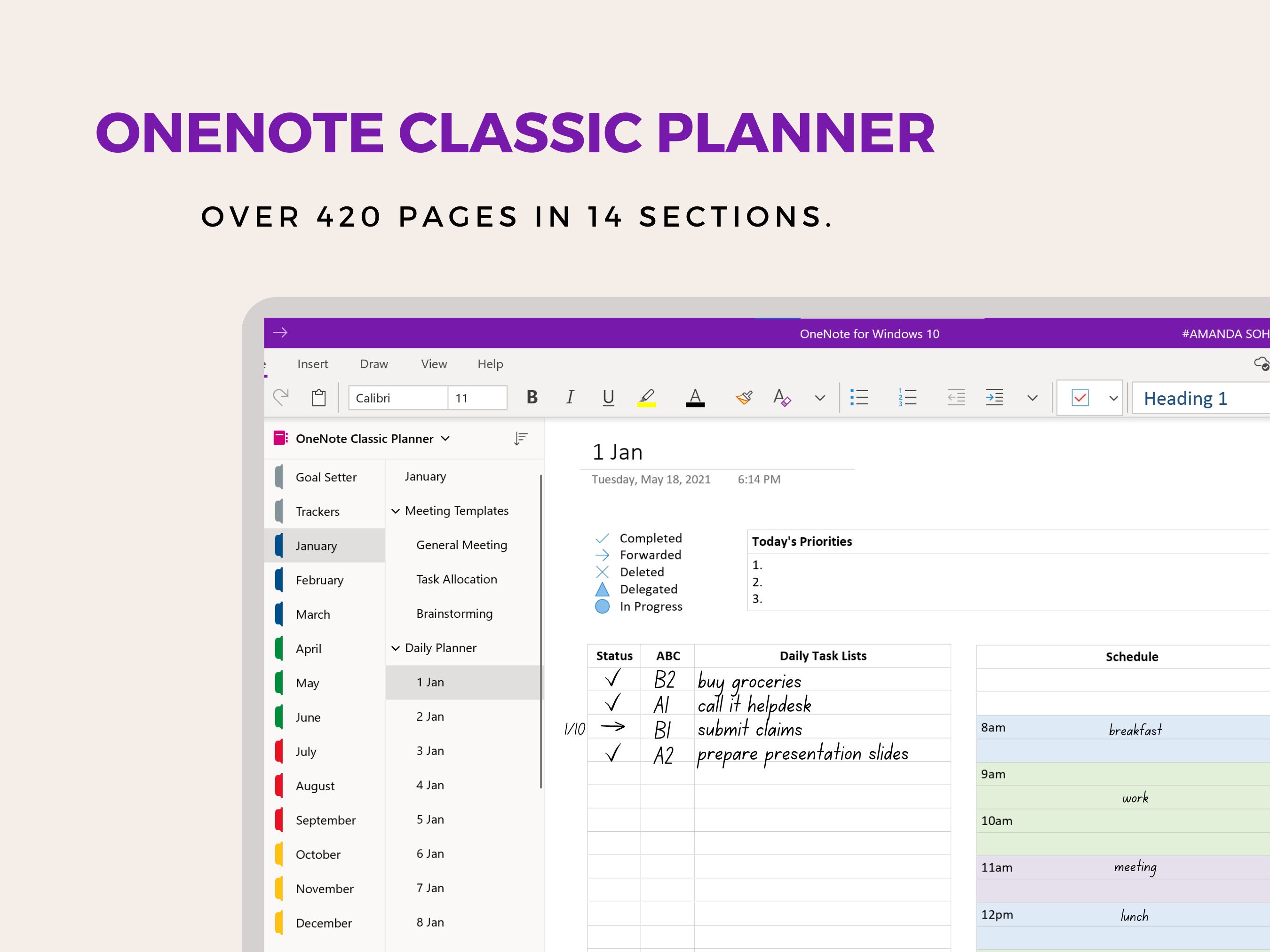 calendar templates for onenote