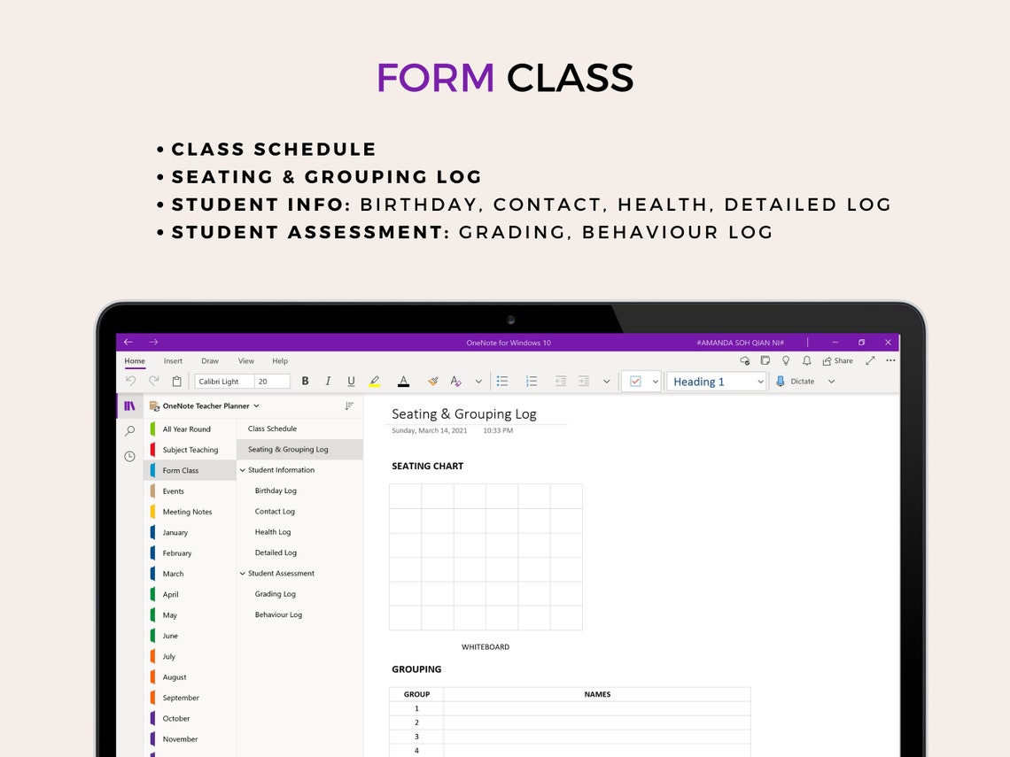 Onenote Teacher Planner School Digital Planner Onenote Etsy UK