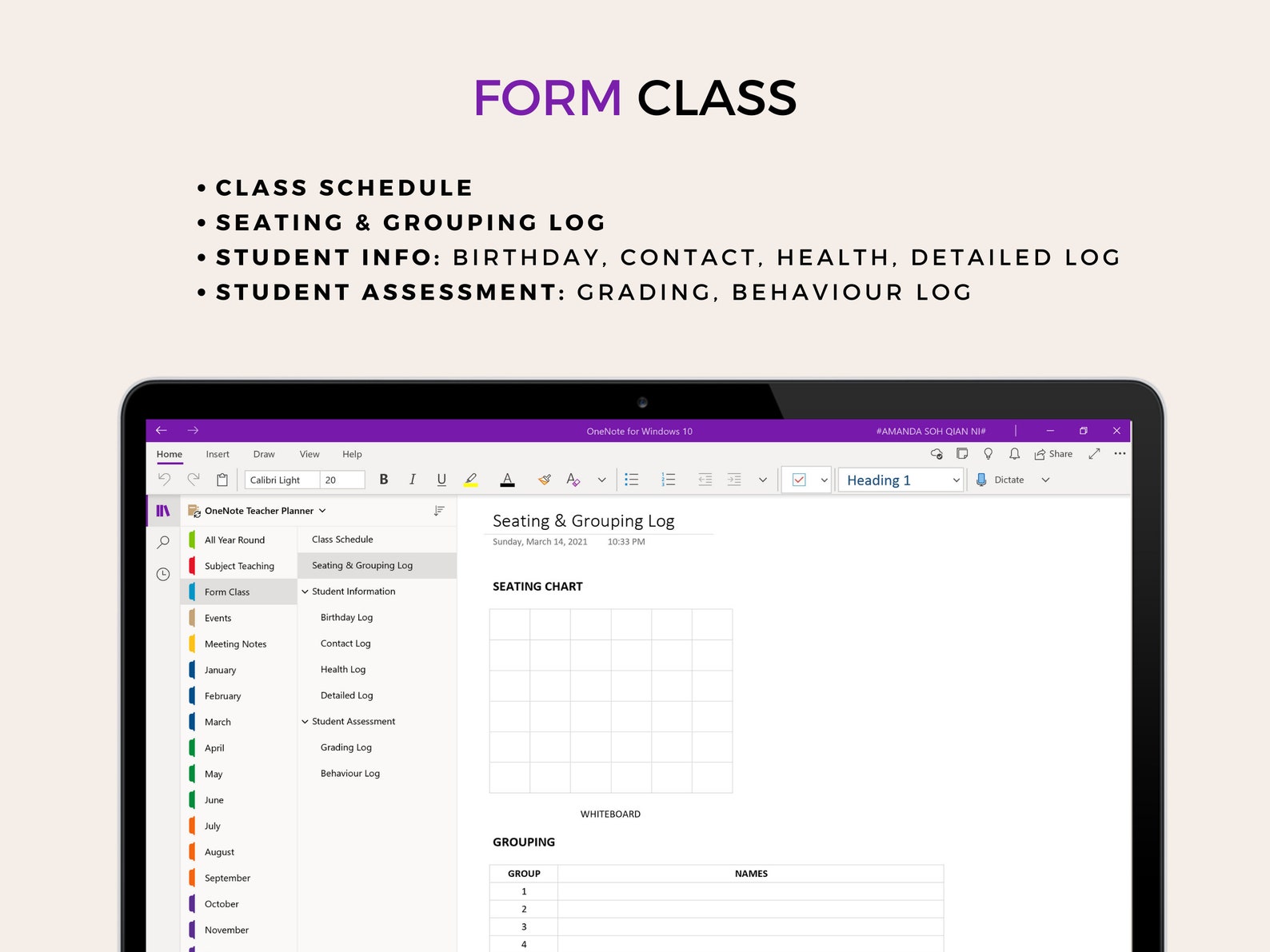 Onenote Teacher Planner School Digital Planner Onenote Etsy