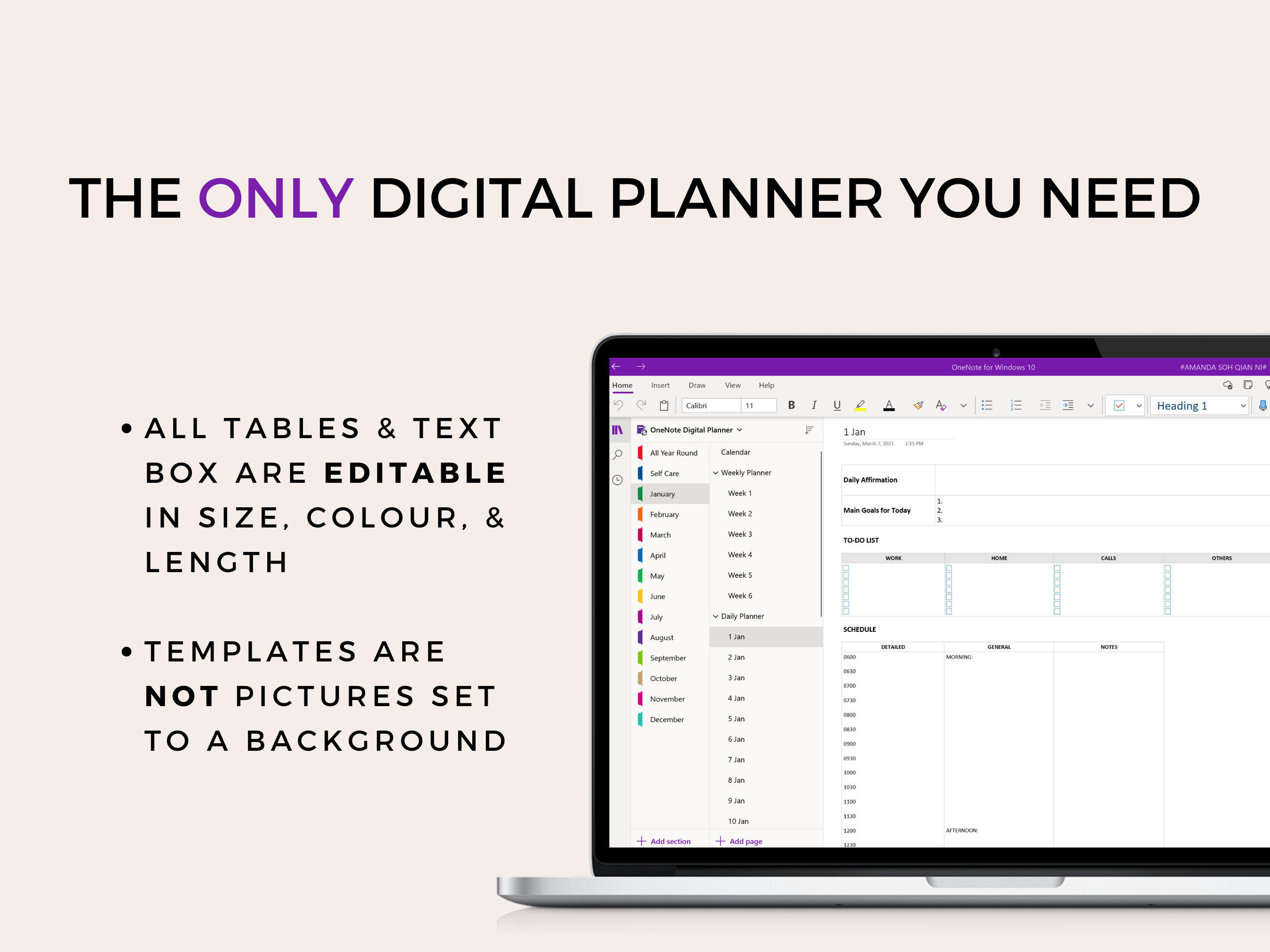 OneNote Planner digital planner windows planner OneNote Etsy