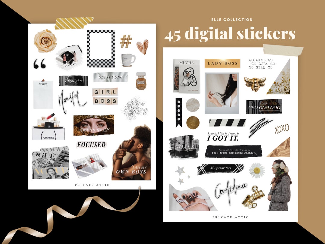 Magazine Sticker Background Luxury Editorial Stickers: Magazine Style Scrapbook (digital Download ...