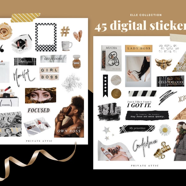 Elle Collection from PrivateAttic | goodnotes stickers, scrapbook, magazine style, luxury editorial, digital planner, realistic stickers