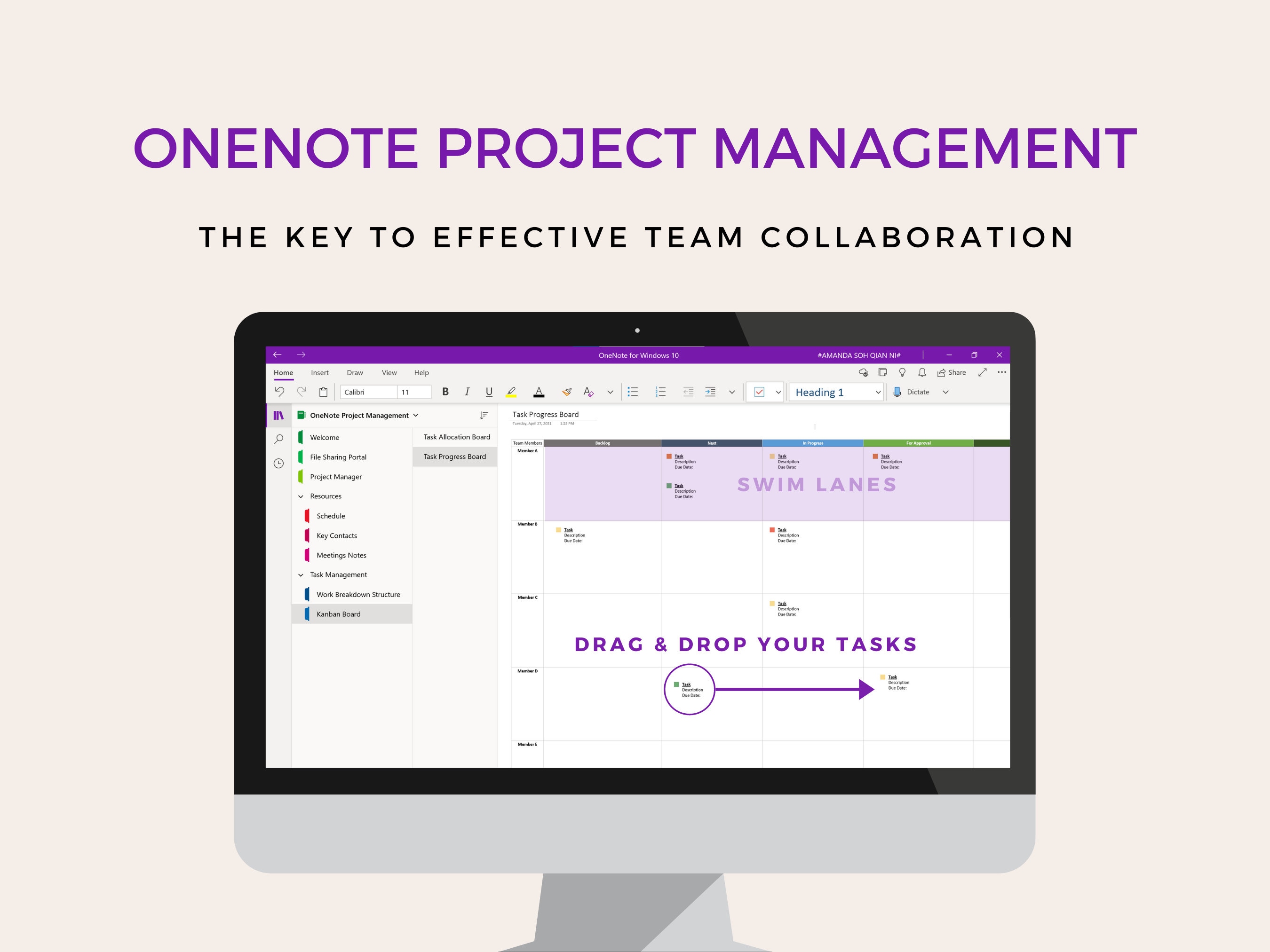 OneNote Project Management Template optimized for desktop Etsy