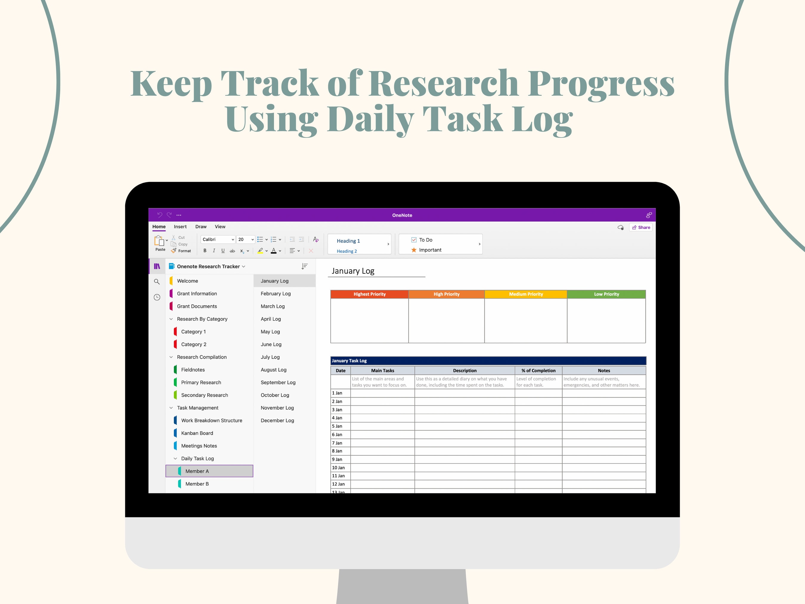 task tracker onenote