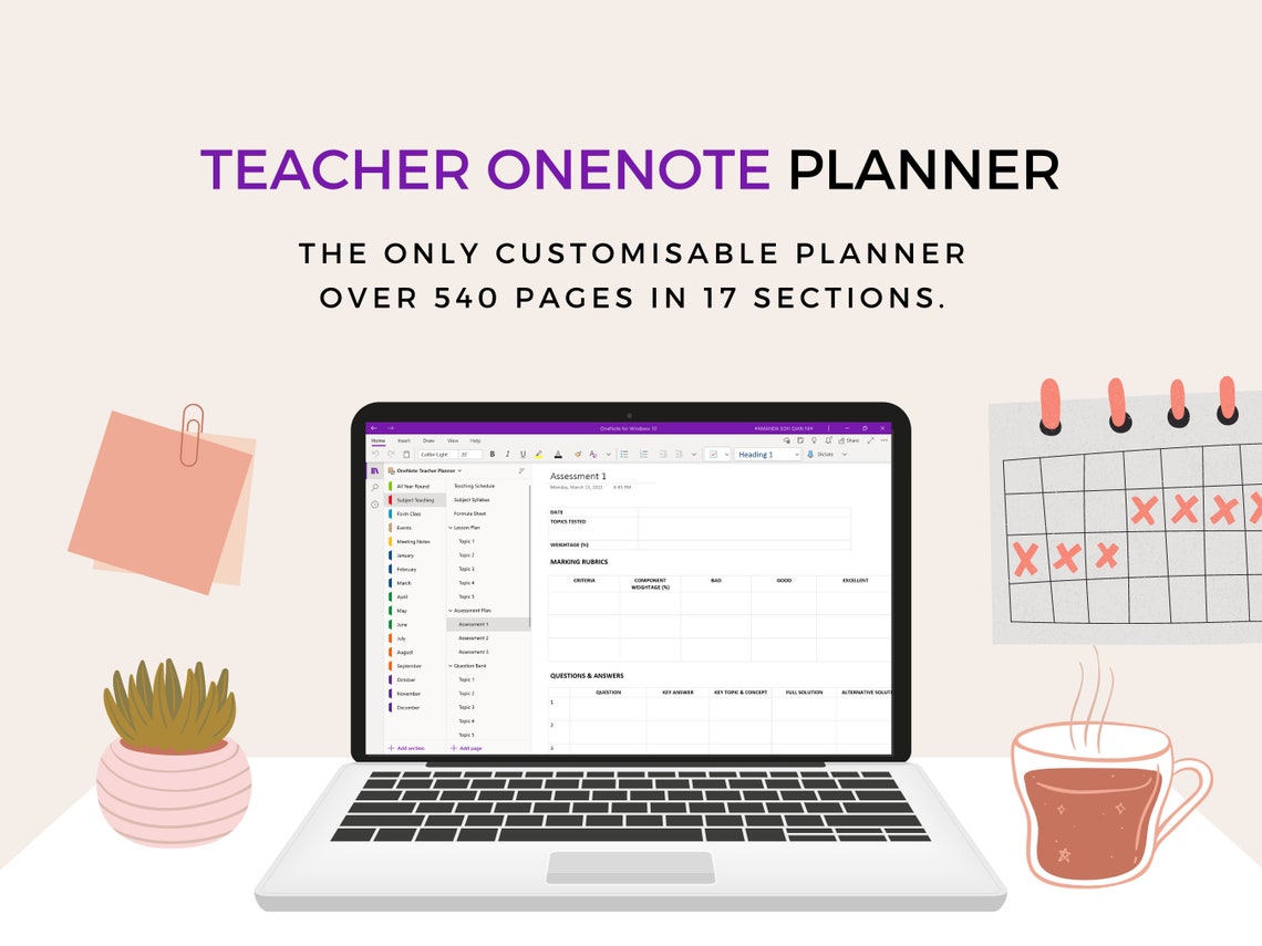 Onenote Teacher Planner School Digital Planner Onenote Etsy UK