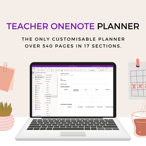 Onenote Teacher Planner School Digital Planner Onenote Etsy