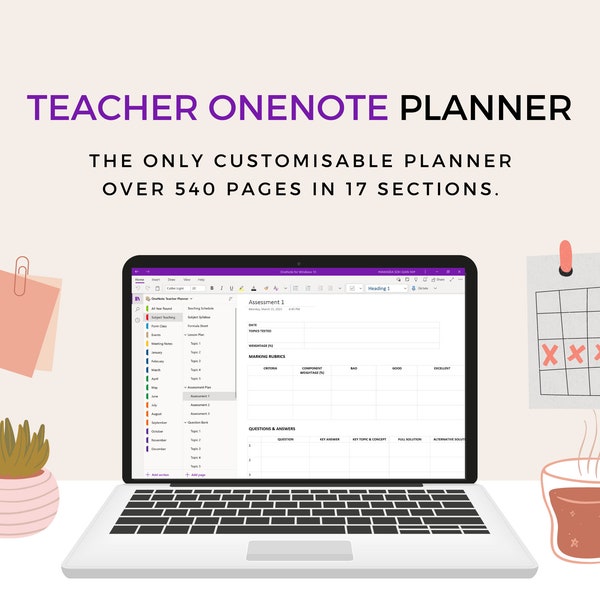 OneNote Teacher Planner | school digital planner, OneNote template, surface pro, teaching schedule, productivity teacher, professional