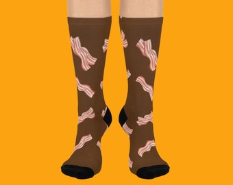 Bacon Socks  - Cushioned Crew Novelty Socks for Men and Women