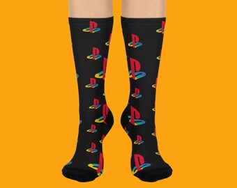 Cushioned Crew Game Socks - Novelty Athletic Footwear for Gamers