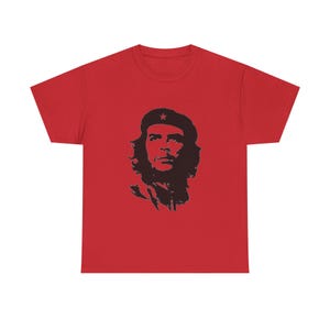 Maglietta unisex in cotone pesante con stampa di Che Guevara, Rivoluzione Cubana e Solidarietà Cubana.