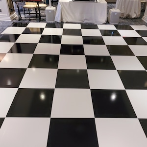 Checkered Pink Ivory Black & White Vinyl Dance Floor Wrap  - Custom Color Print Checkered Floor Wrap - Custom Removable Decal Floor Wrap