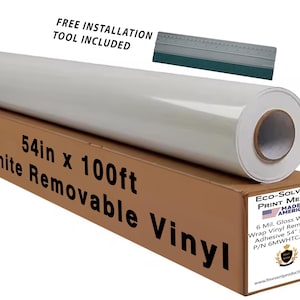 Revêtement de sol en vinyle amovible blanc brillant, 54 x 100 pi | 20 pi x 20 pi, Sticker de mariage, revêtement de piste de danse | Rouleau de 54 po. sur 100 pi. avec raclette gratuite