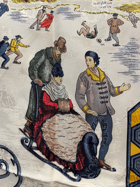 Hermes Silk Scarf Paris Joies D Hiver Strawberry Red Magical