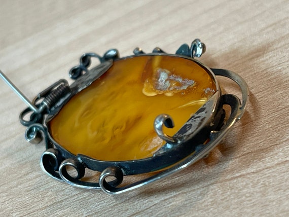 Brooch Amber old exceptionally rarely large Silve… - image 10