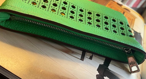 RLL Ralph Lauren purse wallet emerald green perfo… - image 5