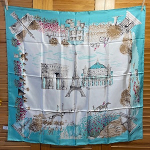 Longchamp Paris cloth silk silk cloth Eiffel Tower Triumphal Arch Sights France magical gift idea