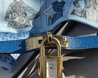 Hermes Kelly watch watch bracelet ladies watch duo with Hermes Twilly royal blue magical gift idea cadena