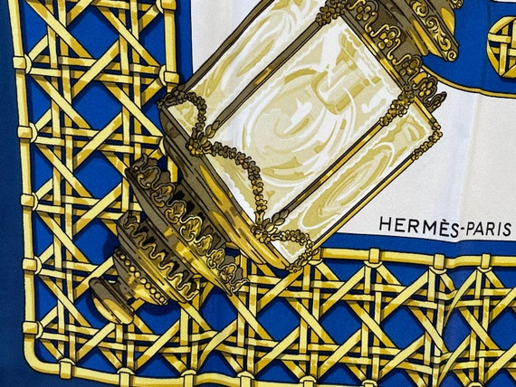 Hermes Silk Scarf Feux de Route 1971 Rare Navy Ro… - image 6