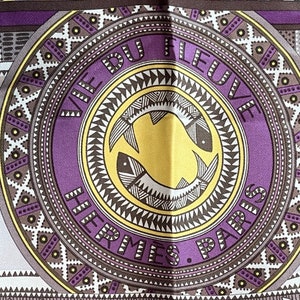 Hermes Silk Scarf Paris Vie de Fleuve Aline Honore Purple Collectors rare Africa rare collectible Collector's item rare