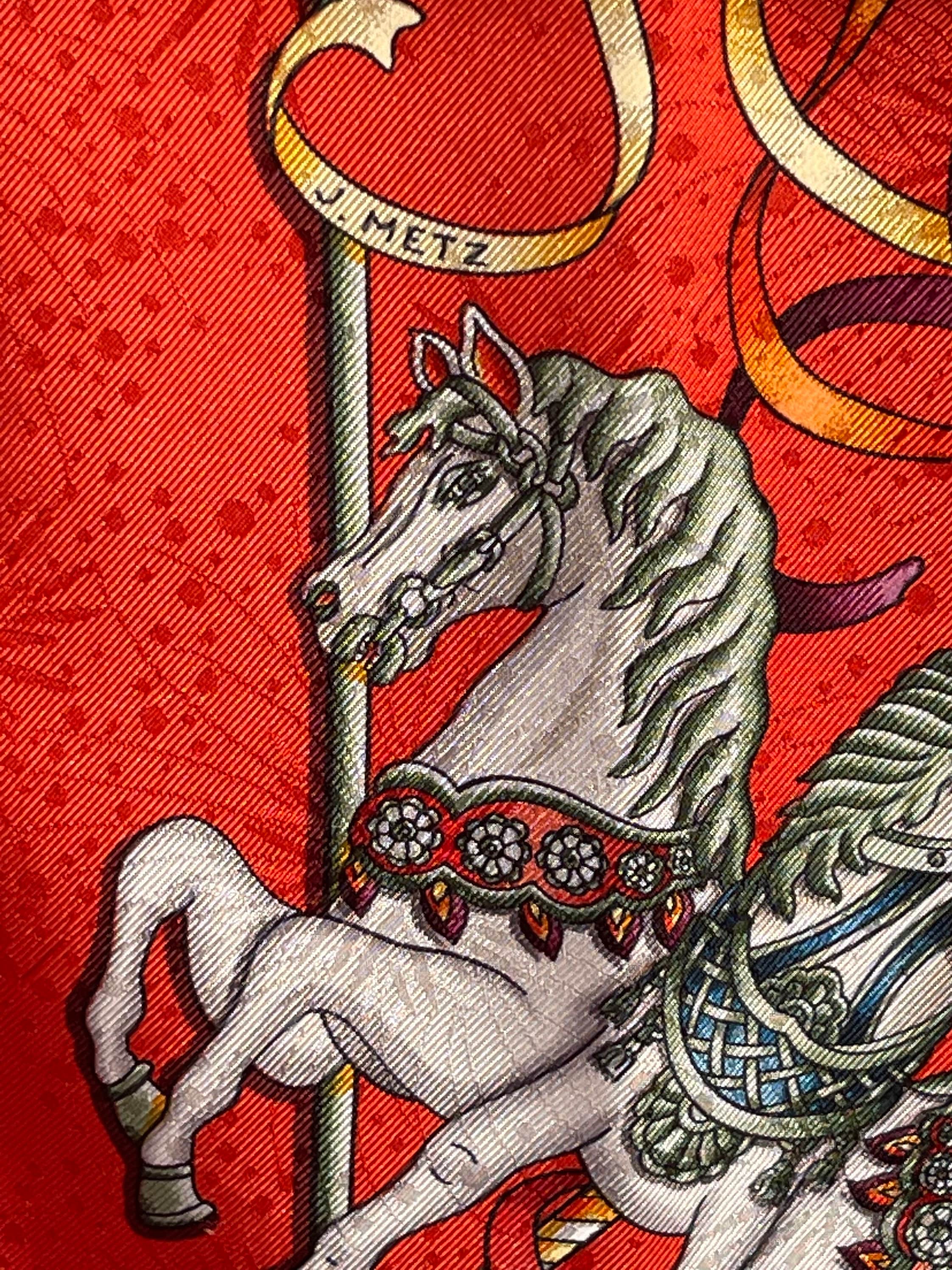 Hermes Silk Scarf LUNA PARK Joachim Metz 1993 Jacquard Silk Year