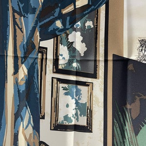 Longchamp silk scarf silk foulard carre Paris still life Parisian room window apartment exceptionally rare eye-catcher