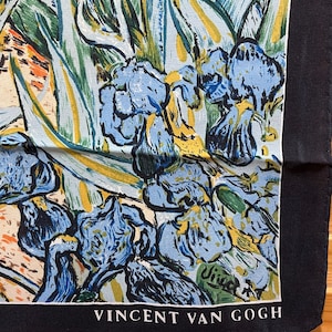 Silk Scarf Silk Van Gogh Iris Motif Flowers Garden Landscape Nature Artist Cloth