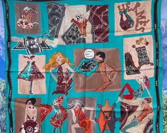 Hermes Silk Scarf Turquoise J aime mon carre for Colette Paris Design Saw Keng wanted rare and sought after 70 cm