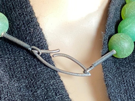 Kette lindgrüne Kugeln schwer collier necklace - image 5